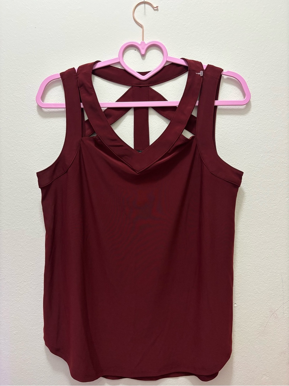 AUW Burgundy Strappy V-Neck Tank Top